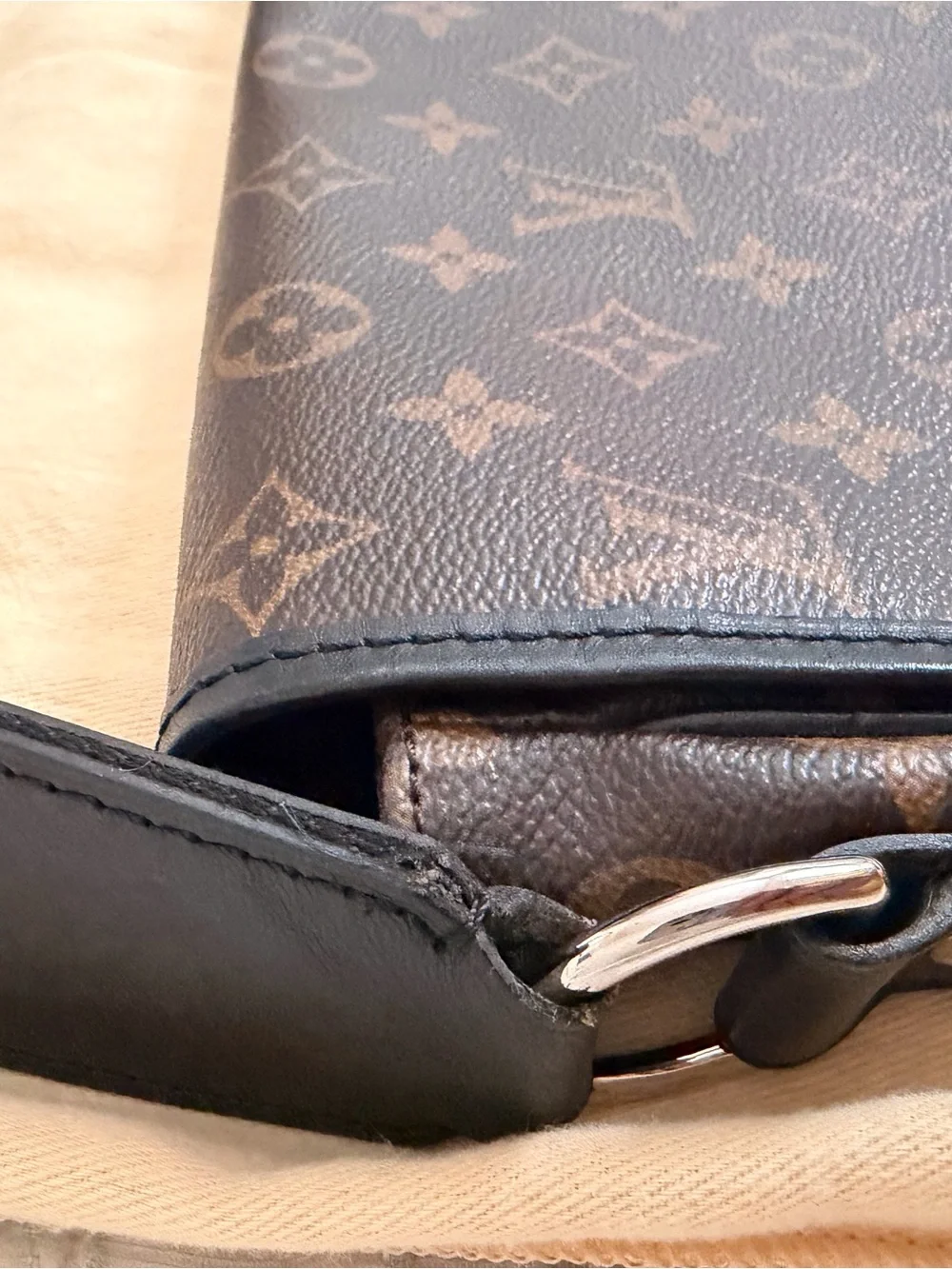 Louis Vuitton Brown Monogram Canvas Messenger with Black Strap